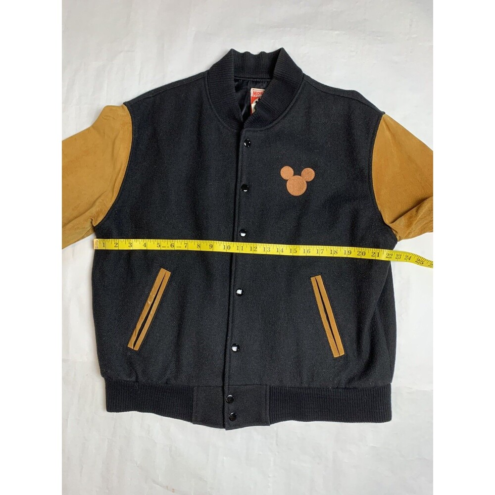 Vintage Walt Disney Studios Leather Wool Bomber Jacket Mickey Mouse M - HTF - Picture 13 of 15
